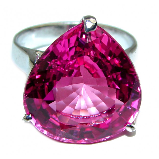 Incredible Hot Pink Topaz .925 Silver handcrafted Cocktail Ring s. 6 3/4