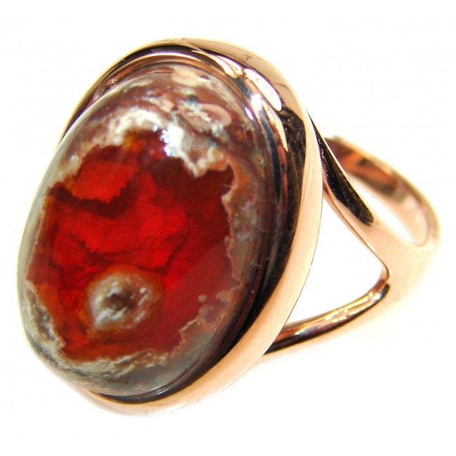 Sonoran Desert Mexican Opal 18K Rose Gold over .925 Sterling Silver handcrafted Ring size 6 3/4