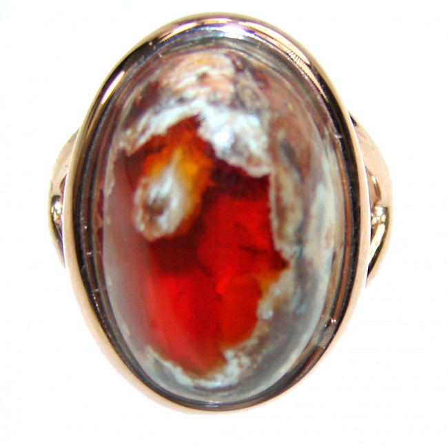 Sonoran Desert Mexican Opal 18K Rose Gold over .925 Sterling Silver handcrafted Ring size 6 3/4