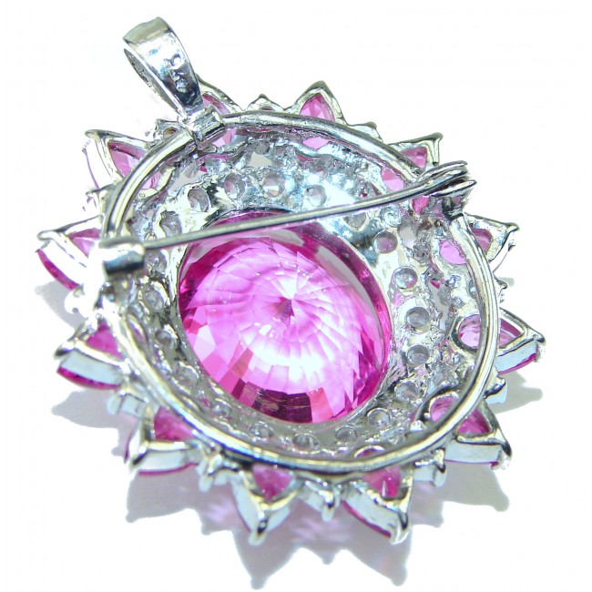 Princess Dream Pink Topaz .925 Sterling Silver handcrafted Pendant & Brooch