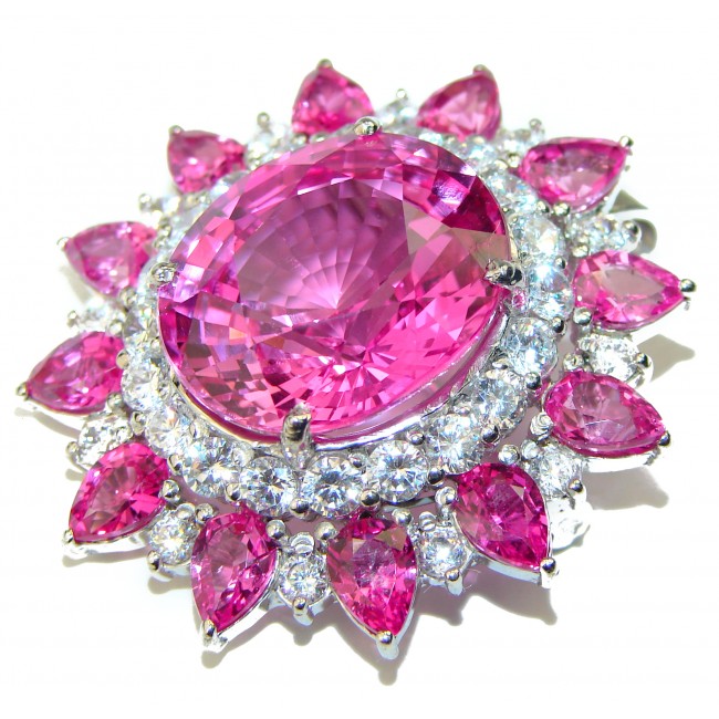 Princess Dream Pink Topaz .925 Sterling Silver handcrafted Pendant & Brooch