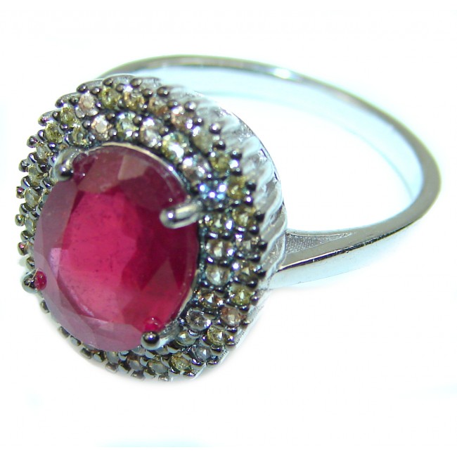 Fancy Authentic Ruby MULTICOLOR Sapphire .925 Sterling Silver Ring size 7