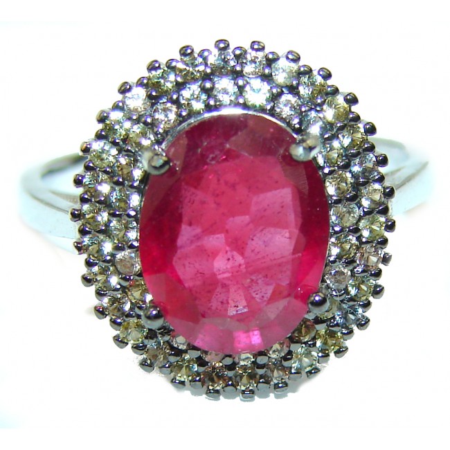 Fancy Authentic Ruby MULTICOLOR Sapphire .925 Sterling Silver Ring size 7