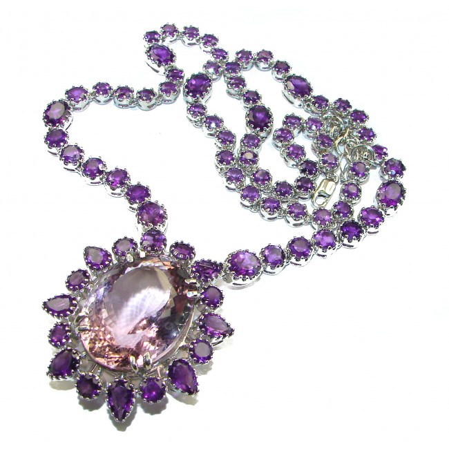 Lavender Fields Pink Amethyst .925 Sterling Silver handcrafted Statement necklace