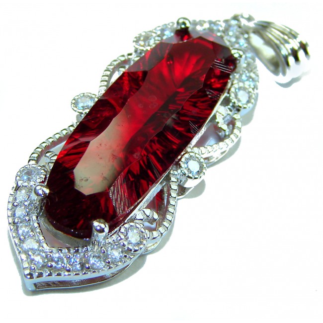 Superior quality 15.2 carat Fresh Red Helenite .925 Sterling Silver Pendant