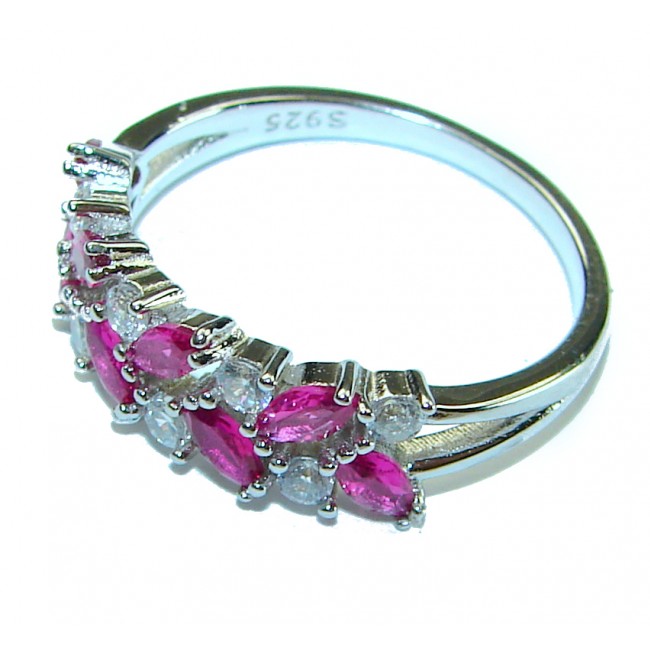 Luxurious Ruby .925 Silver handcrafted Cocktail Ring s. 5 3/4