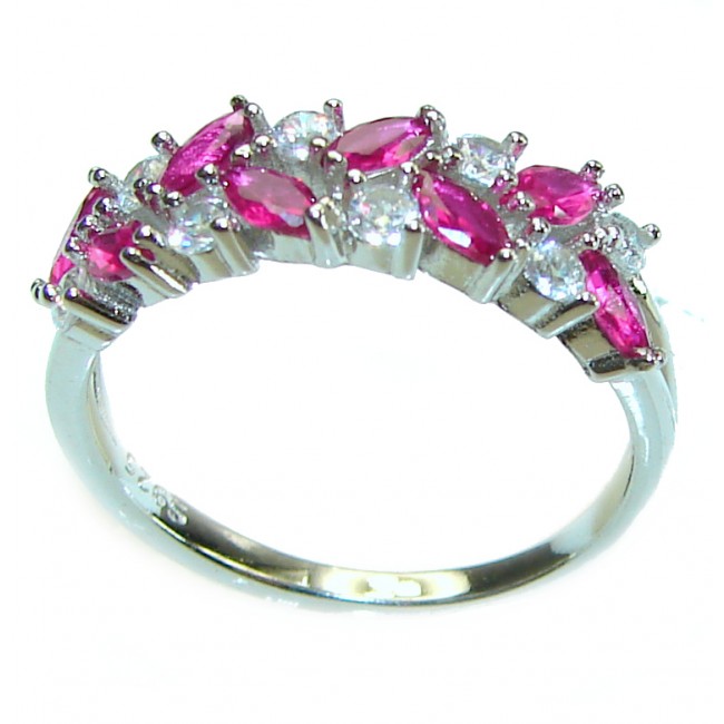 Luxurious Ruby .925 Silver handcrafted Cocktail Ring s. 5 3/4