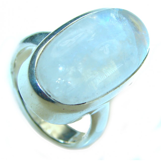 Rainbow Moonstone .925 Sterling Silver handmade ring s. 6
