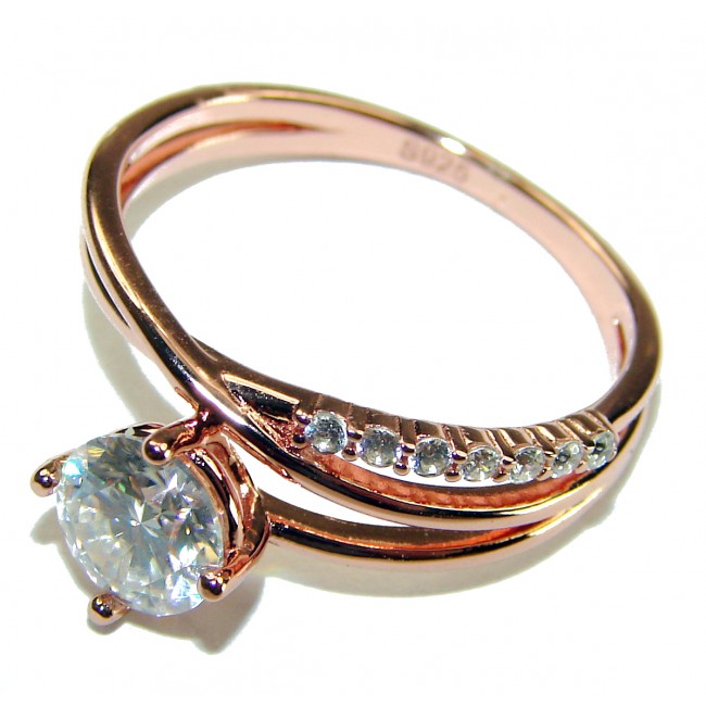 3.5 carat White Topaz 14K Rose Gold over .925 Sterling Silver handcrafted ring; s. 8 1/4