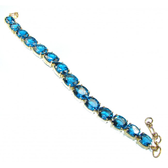 Blue Brilliance London Blue Topaz 14K Gold over .925 Sterling Silver handcrafted Bracelet