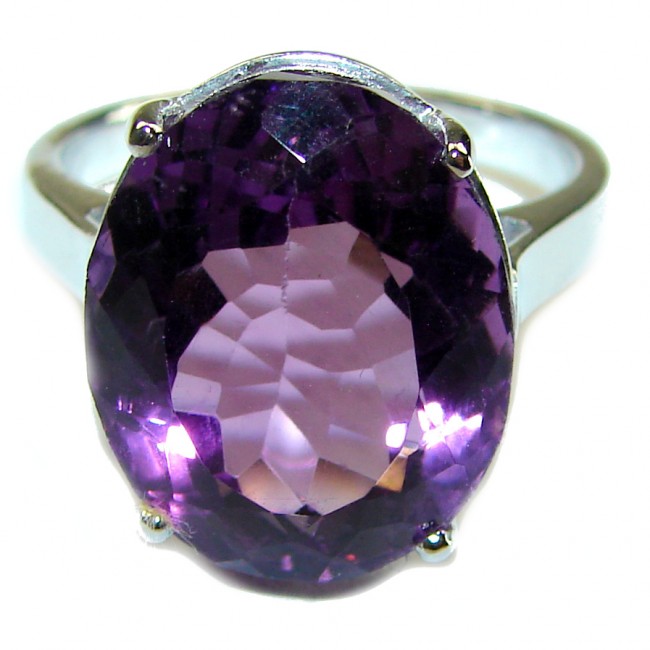 Purple Beauty Moon Amethyst .925 Sterling Silver Handcrafted Ring size 9