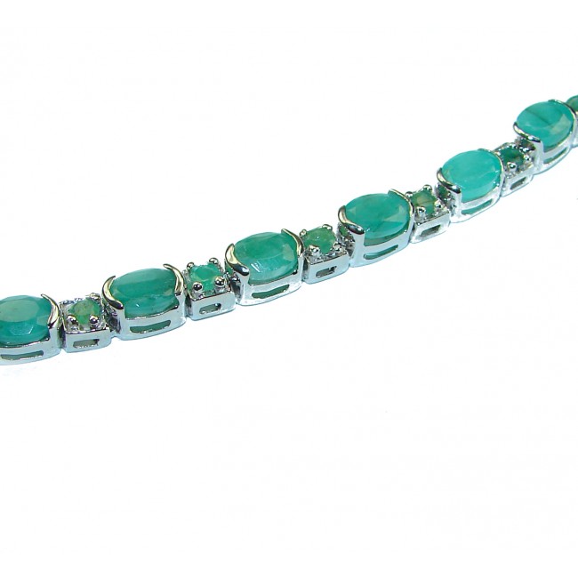 One of the kind authentic Emerald .925 Sterling Silver handmade Tennis Bracelet