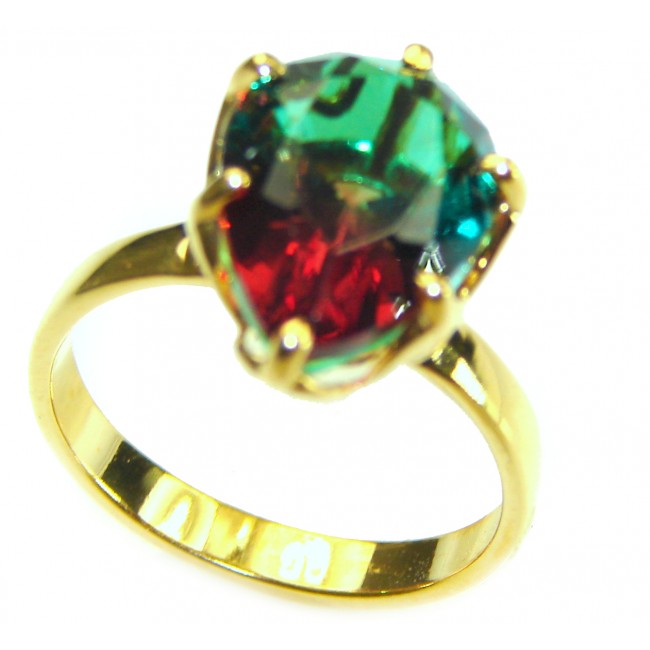 Brazilian Tourmaline 18K Gold over .925 Sterling Silver Perfectly handcrafted Ring s. 7 1/2