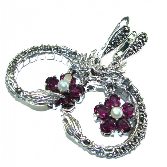Flaying Dragons authentic Garnet .925 Sterling Silver Bali made earrings