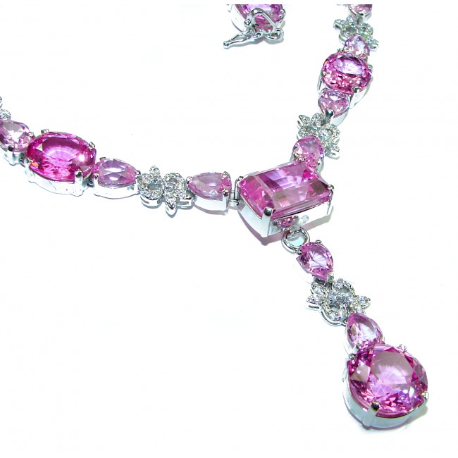 Eternal Love Mesmerizing Pink Topaz .925 Sterling Silver handcrafted necklace