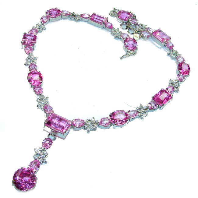 Eternal Love Mesmerizing Pink Topaz .925 Sterling Silver handcrafted necklace