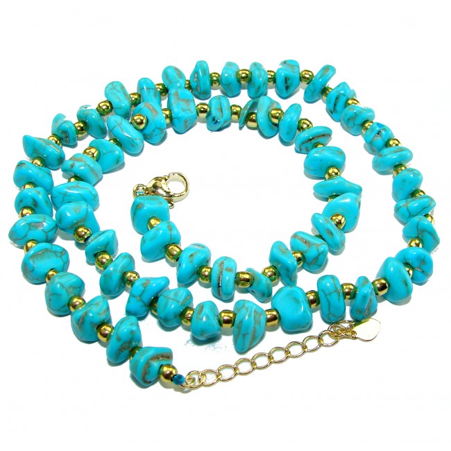 Timless Beauty Turquoise 10K Gold over .925 Sterling Silver handcrafted necklace