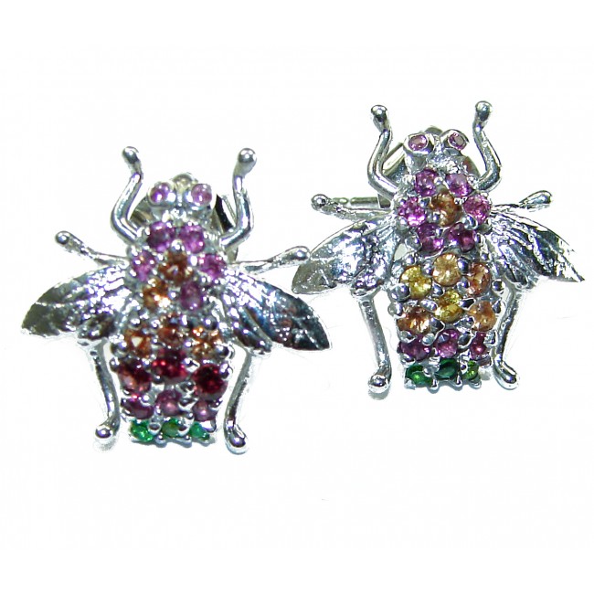 Flaying Bees Garnet .925 Sterling Silver handmade earrings
