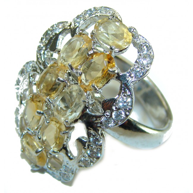 Authentic Citrine .925 Sterling Silver handmade Cocktail Ring s. 7