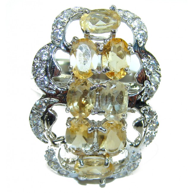 Authentic Citrine .925 Sterling Silver handmade Cocktail Ring s. 7
