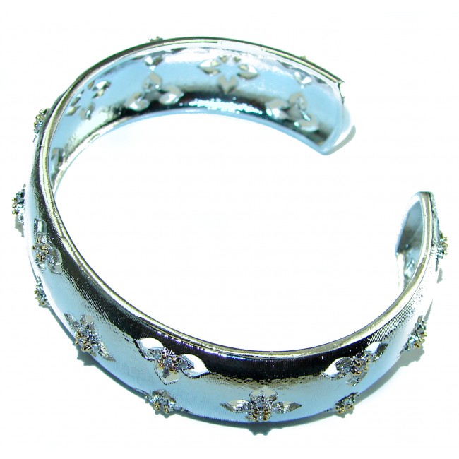 Fancy design White Topaz Sterling Silver Bracelet / Cuff
