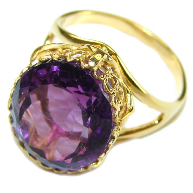 Spectacular Amethyst 14K Gold over .925 Sterling Silver Handcrafted Ring size 9