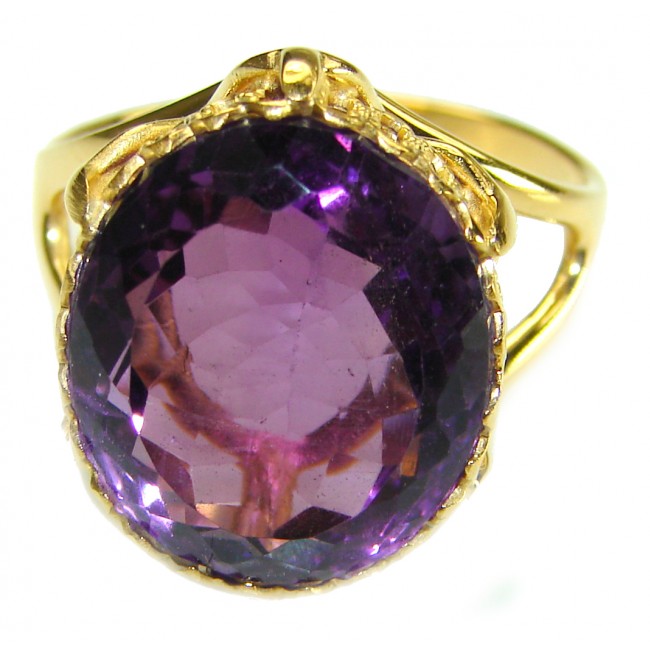 Spectacular Amethyst 14K Gold over .925 Sterling Silver Handcrafted Ring size 9