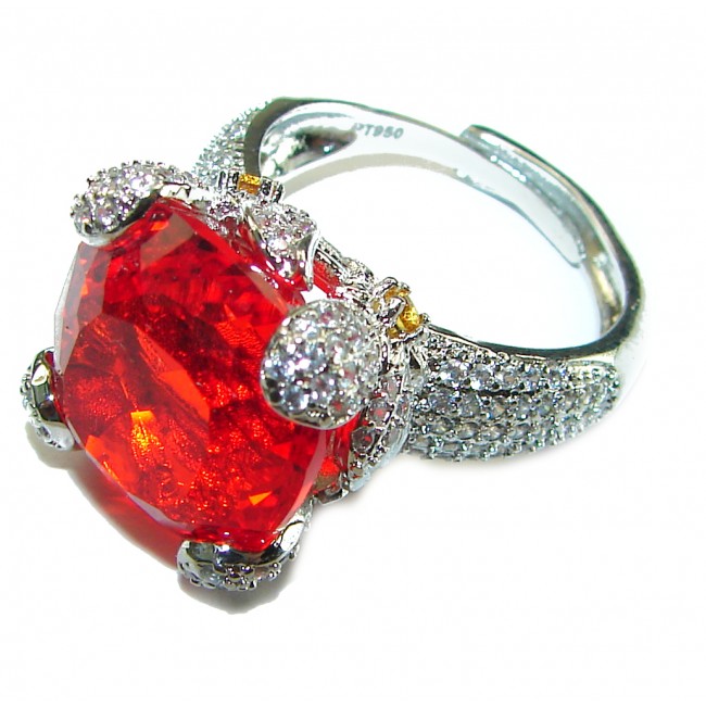 Carmen 10.5 carat Red Topaz .925 Silver handcrafted Cocktail Ring s. 8