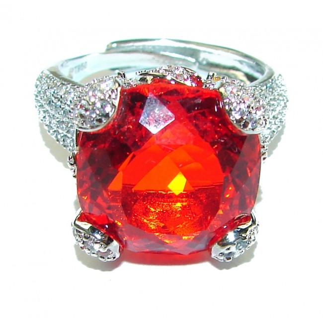 Carmen 10.5 carat Red Topaz .925 Silver handcrafted Cocktail Ring s. 8