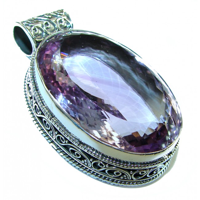 Best quality 45.8 grams Genuine Pink Amethyst .925 Sterling Silver handcrafted pendant