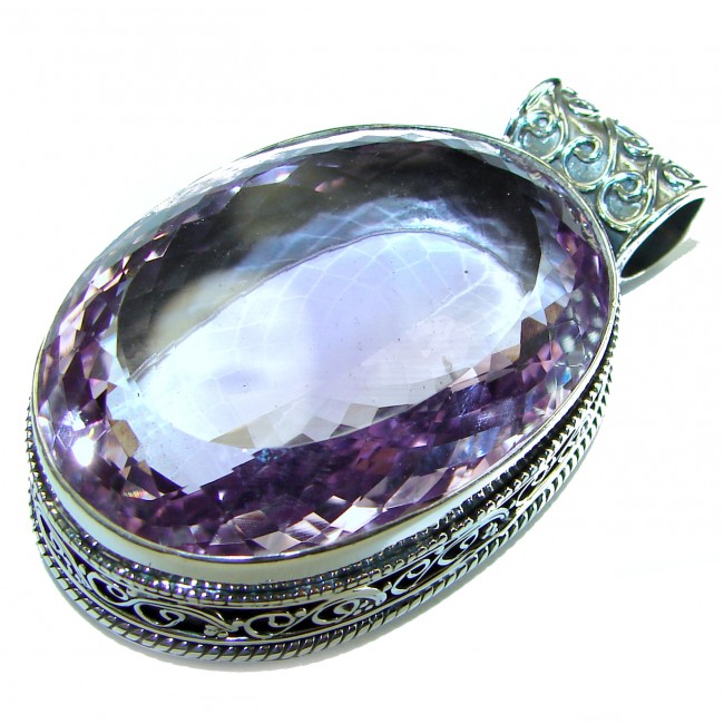 Best quality 45.8 grams Genuine Pink Amethyst .925 Sterling Silver handcrafted pendant