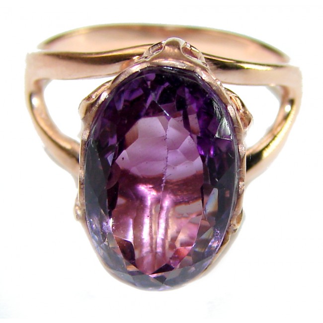 Spectacular Amethyst 14K Gold over .925 Sterling Silver Handcrafted Ring size 6
