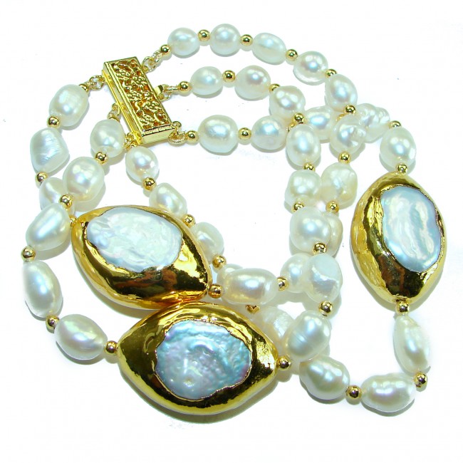 Vintage Beauty Freshwater Pearl 14K Gold over .925 Sterling Silver handcrafted Bracelet