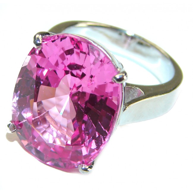 Real Diva 22.5 carat OVAL cut Pink Topaz .925 Silver handcrafted Cocktail Ring s. 5 3/4