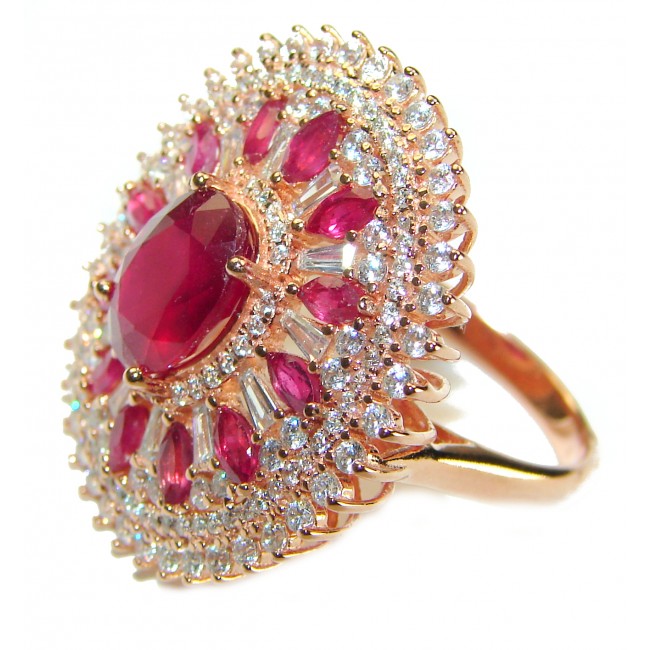 Exceptional Quality Authentic Kasmir Ruby 18K Rose Gold over .925 Sterling Silver Ring size 8 1/4