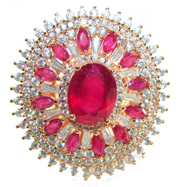 Exceptional Quality Authentic Kasmir Ruby 18K Rose Gold over .925 Sterling Silver Ring size 8 1/4