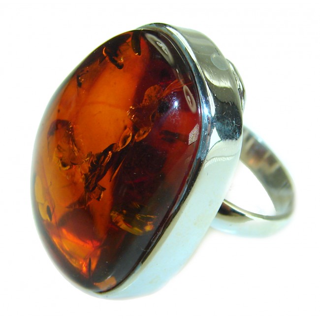 Authentic Baltic Amber .925 Sterling Silver handcrafted ring; s. 7 3/4