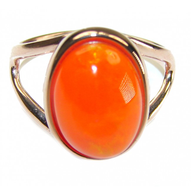 Orange Galaxy Ethiopian Opal 18K Rose Gold over .925 Sterling Silver handcrafted Ring size 7