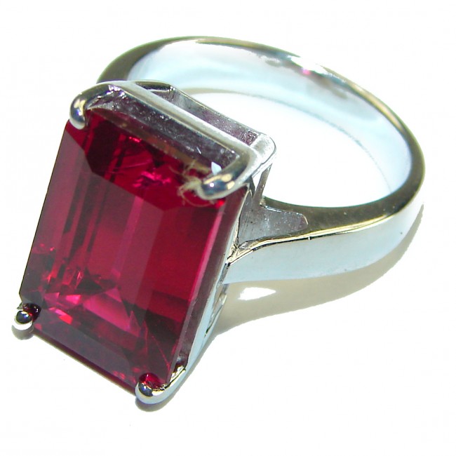 Carmen Lucia 15.5 carat Red Topaz .925 Silver handcrafted Cocktail Ring s. 6