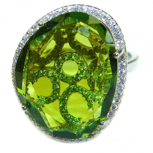 Excellent quality Green Topaz .925 Sterling Silver ring size 8 1/4