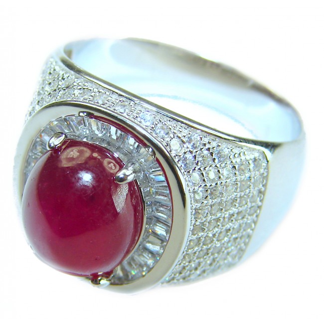 Great quality unique Ruby .925 Sterling Silver handcrafted Ring size 9