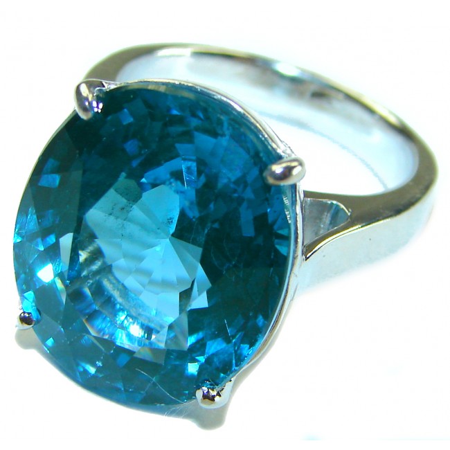 35.2 carat Endless Ocean Topaz .925 Sterling Silver handcrafted Statement Ring size 7