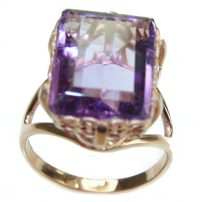 Spectacular 10.5 carat Amethyst 18K Gold over .925 Sterling Silver Handcrafted Ring size 7 1/4