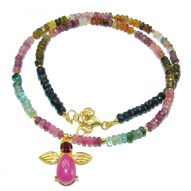 Happy Bee authentic Brazilian Tourmaline .925 Sterling Silver handcrafted necklace