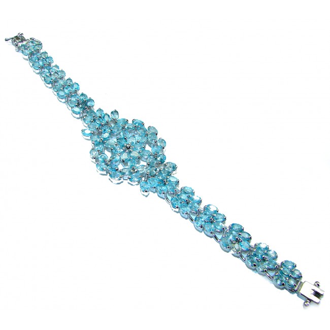 A Wild Ocean Swiss Blue Topaz .925 Sterling Silver handcrafted Statement Bracelet