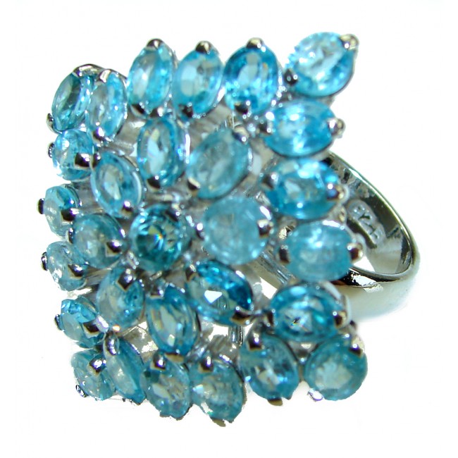 Ocean Inspired genuine Swiss Blue Topaz .925 Sterling Silver ring size 7 1/2