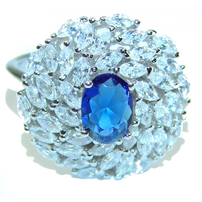 4.5 carat Sapphire .925 Sterling Silver handmade Ring s. 7