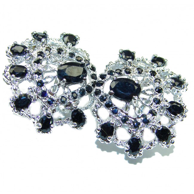 Gabriella Luxurious Sapphire .925 Sterling Silver handmade Earrings