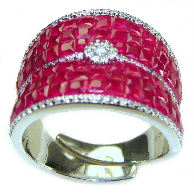Incredible Quality Authentic Ruby .925 Sterling Silver handcrafted Ring size 8 1/2