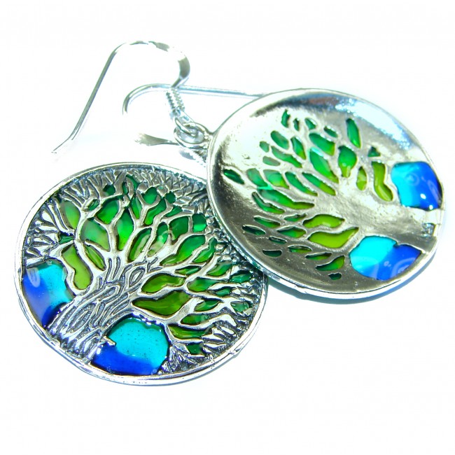 Family Tree Enamel .925 Sterling Silver earrings
